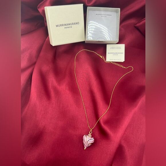 Murrina Murano Venezia Pink Heart Pendant Necklace – Authentic Murano Glass - Picture 5 of 7